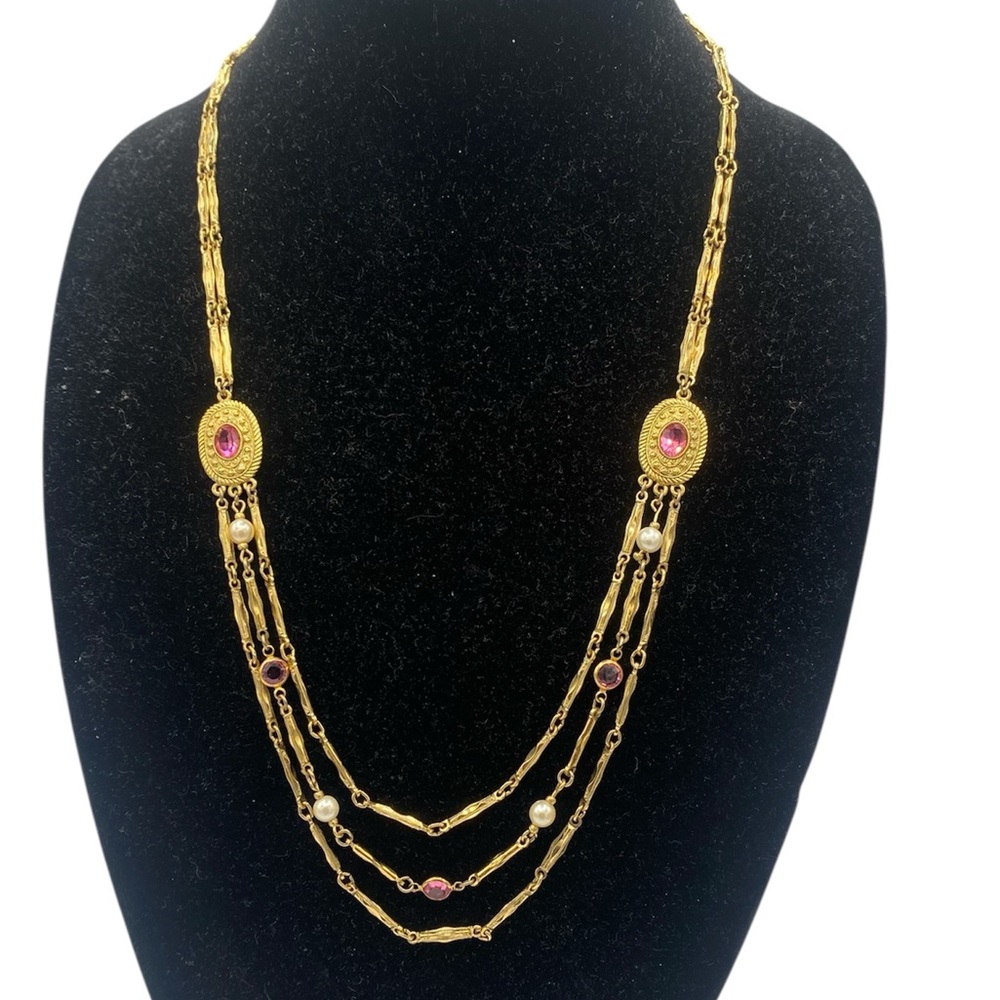 1928 Gold tone Layered Chain Necklace - Picture 7 of 7